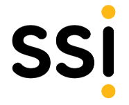 Logo with lowercase letters 'ssi' in black, with two yellow dots—one above the 'i' and one below—on a white background.
