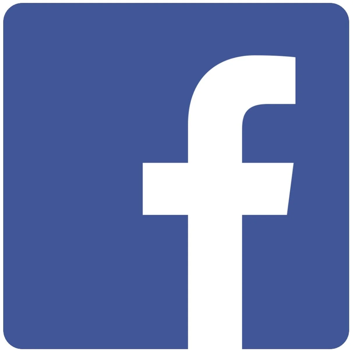 Facebook logo with white lowercase 'f' on a blue square background.
