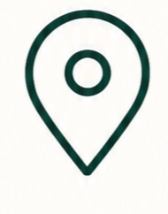 A simple black map pin or location marker icon on a white background.