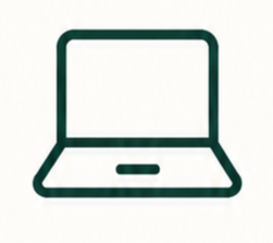 Line drawing of an open laptop computer