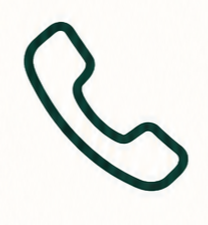 Outline of a phone handset icon on a white background.