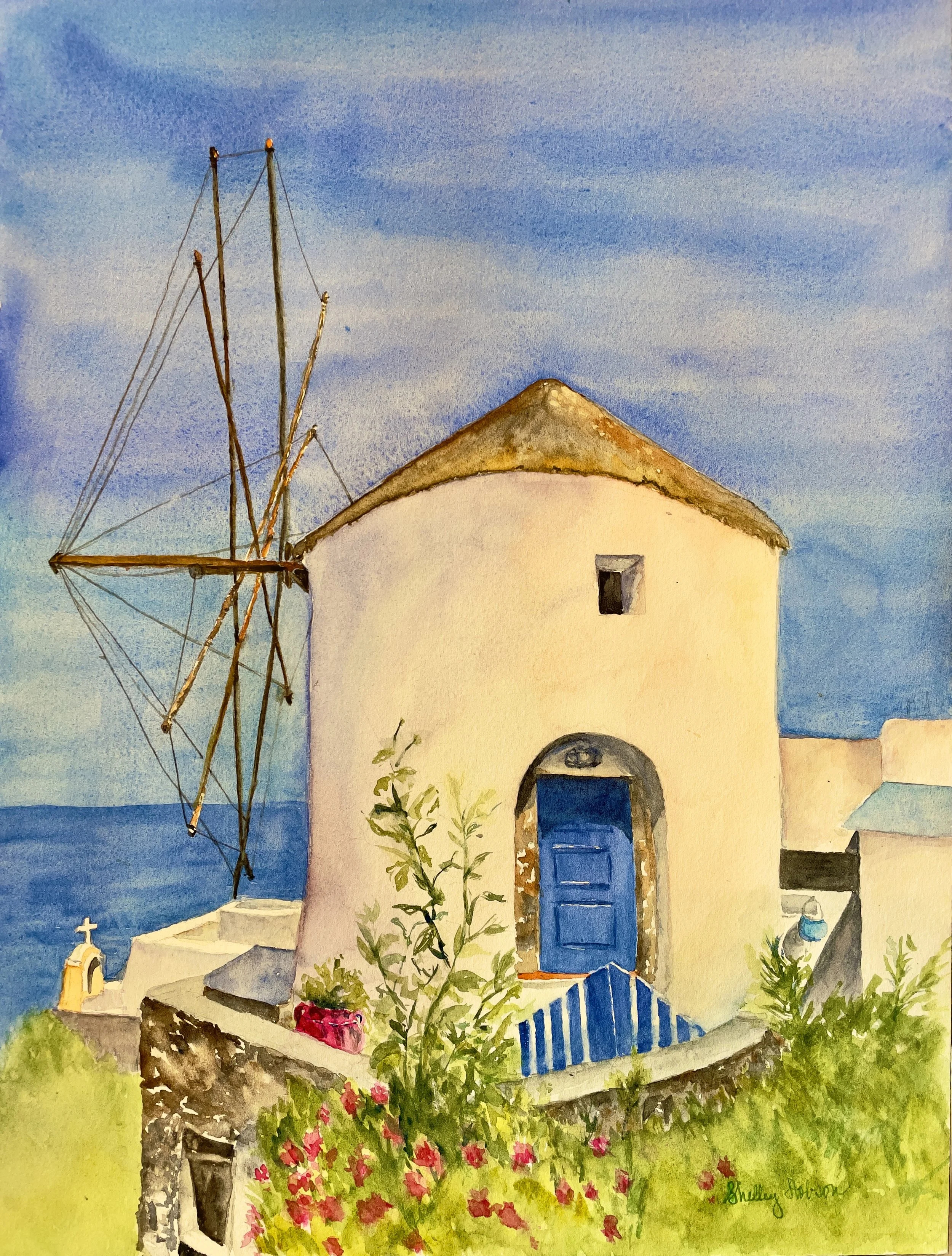 Santorini Windmill, 2024,
25 × 18.5 in.
