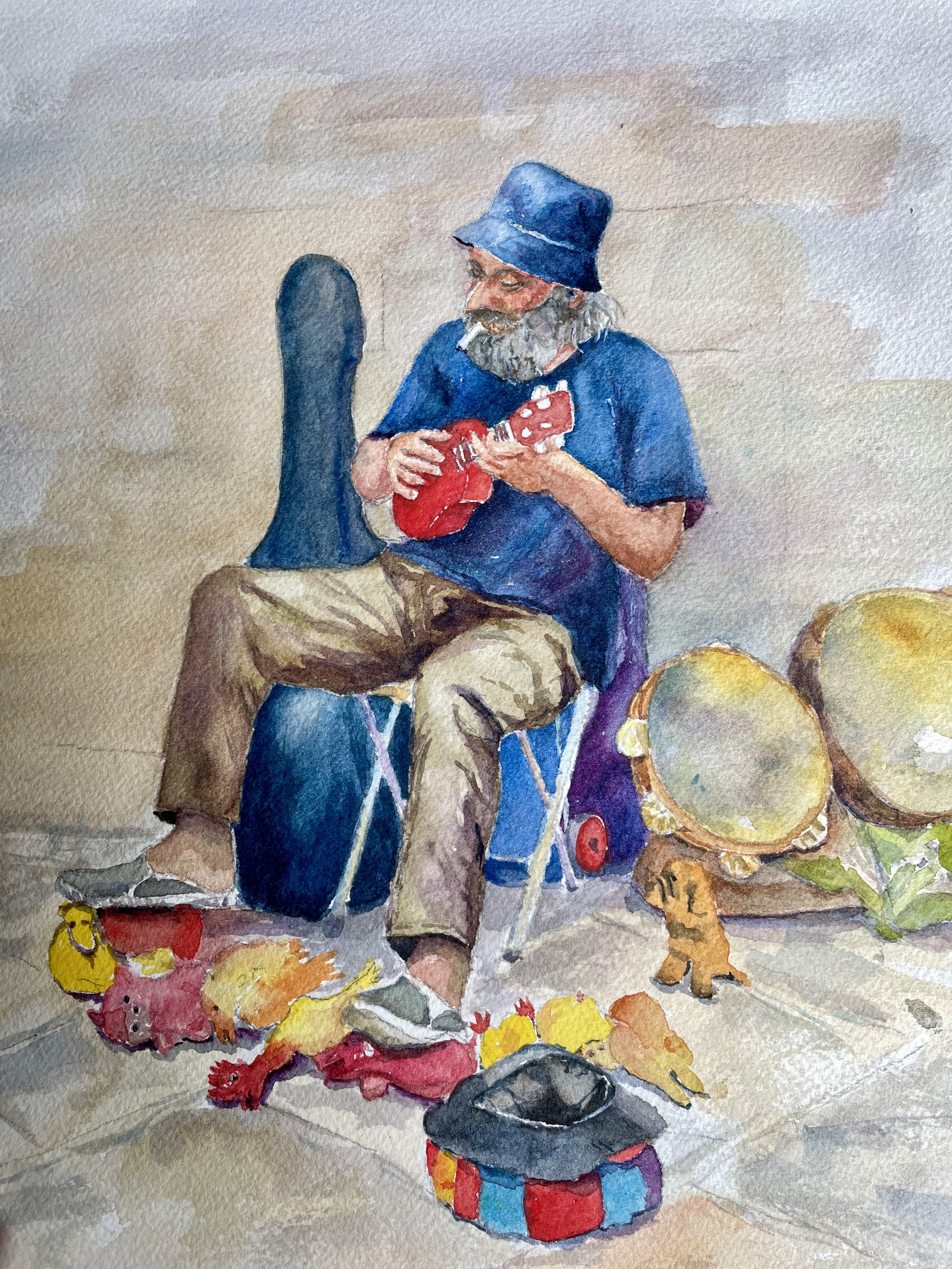 Strumming and Squeaking, 2024,
12 × 18 in.