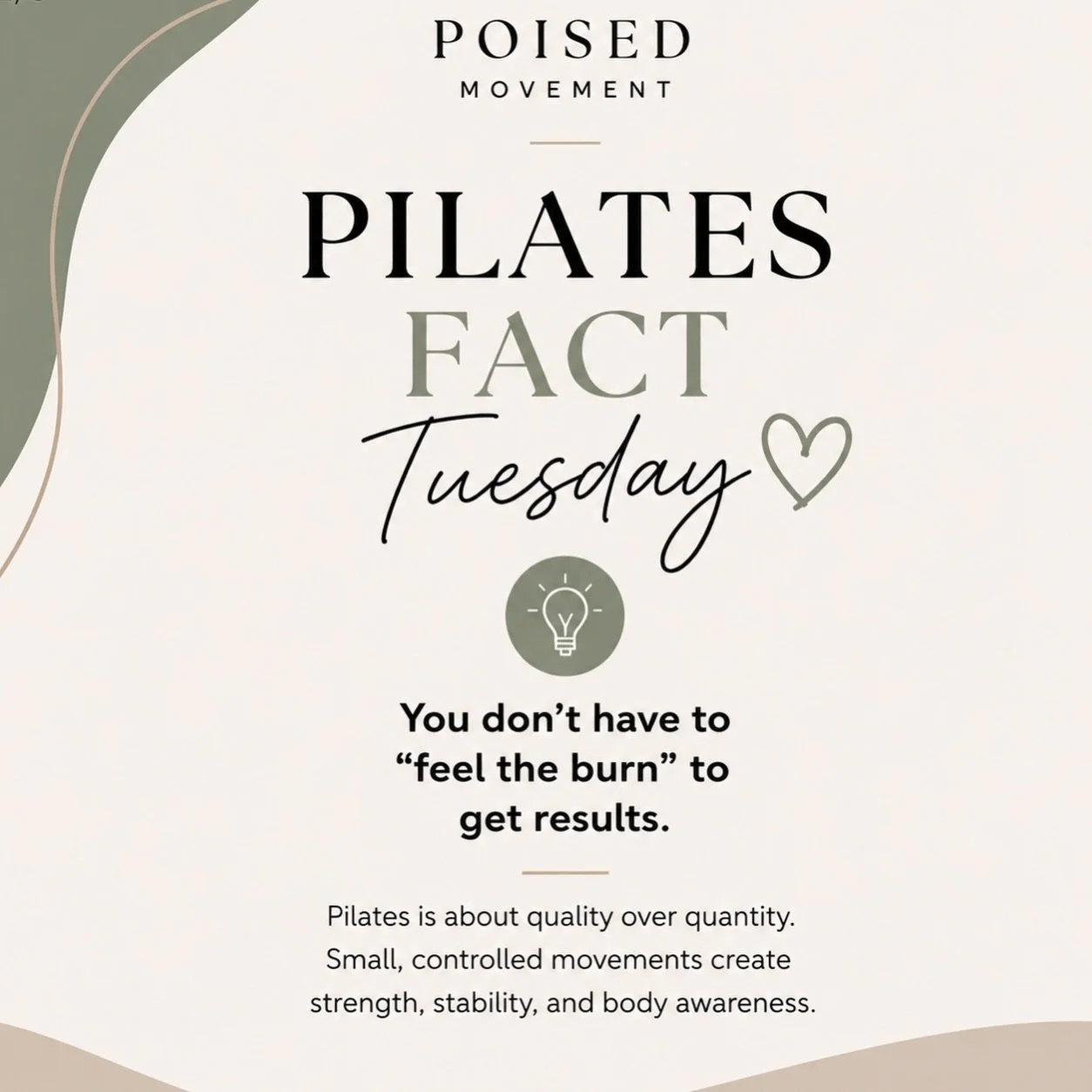 Move with Purpose. Live with Poise. 🤍

Every movement has intention, but it&rsquo;s your purpose that keeps you coming back.

Pilates isn&rsquo;t about perfection, it&rsquo;s about building strength, improving posture, increasing mobility, and movin