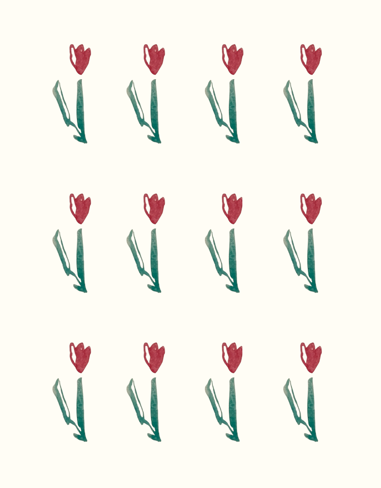 Hand-painted tulips repeating on a cream background