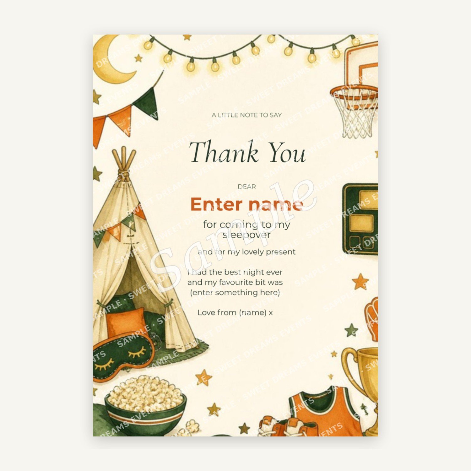 Editable Thank You Card, Slam Dunk