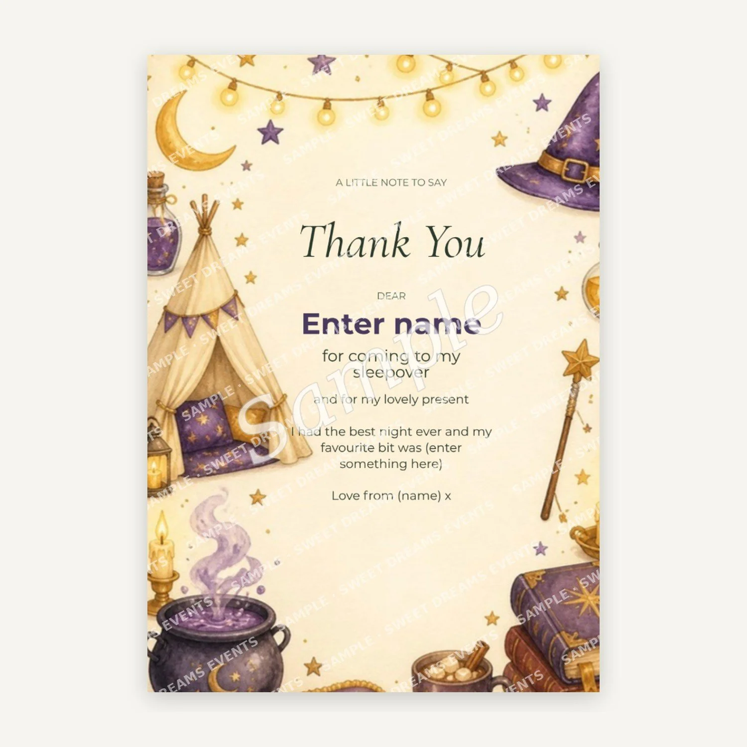 Editable Thank You Card, Wizarding Academy