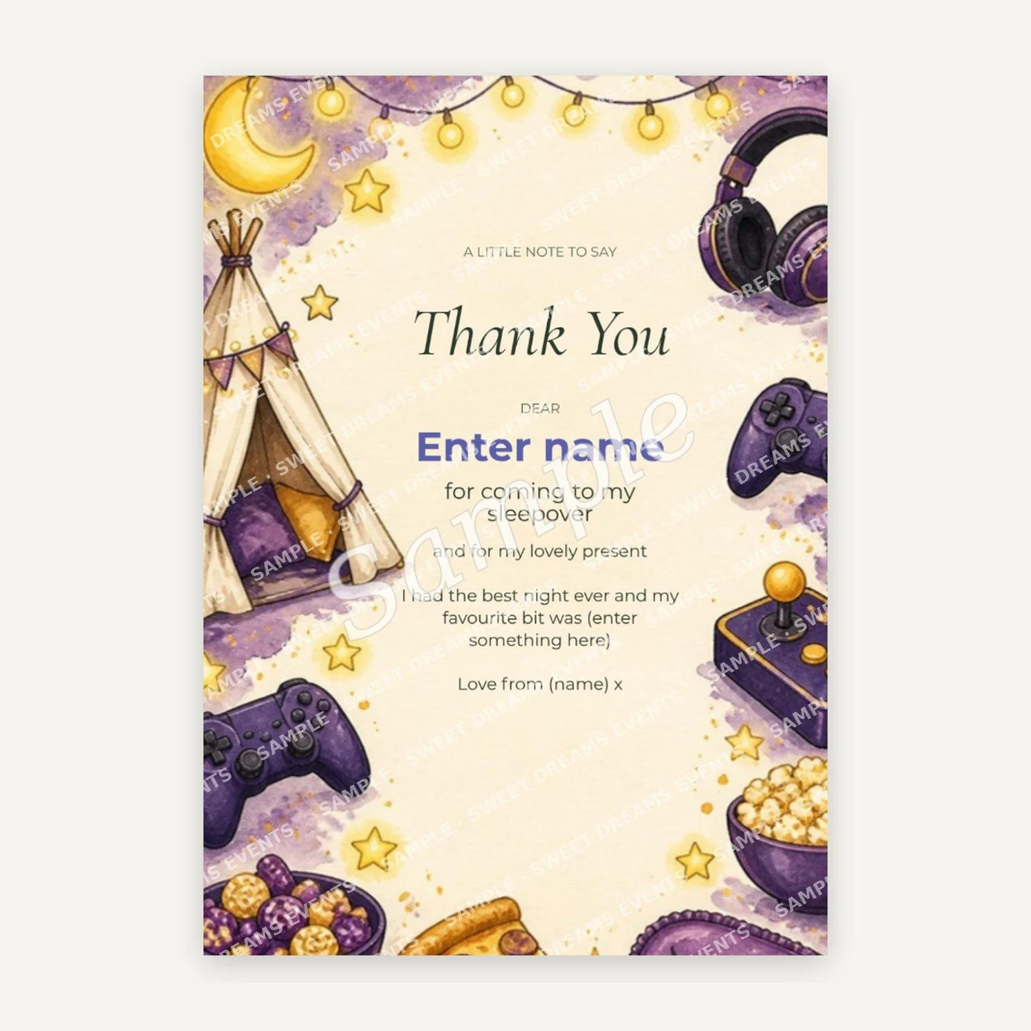 Editable Thank You Card, Level Up Lair