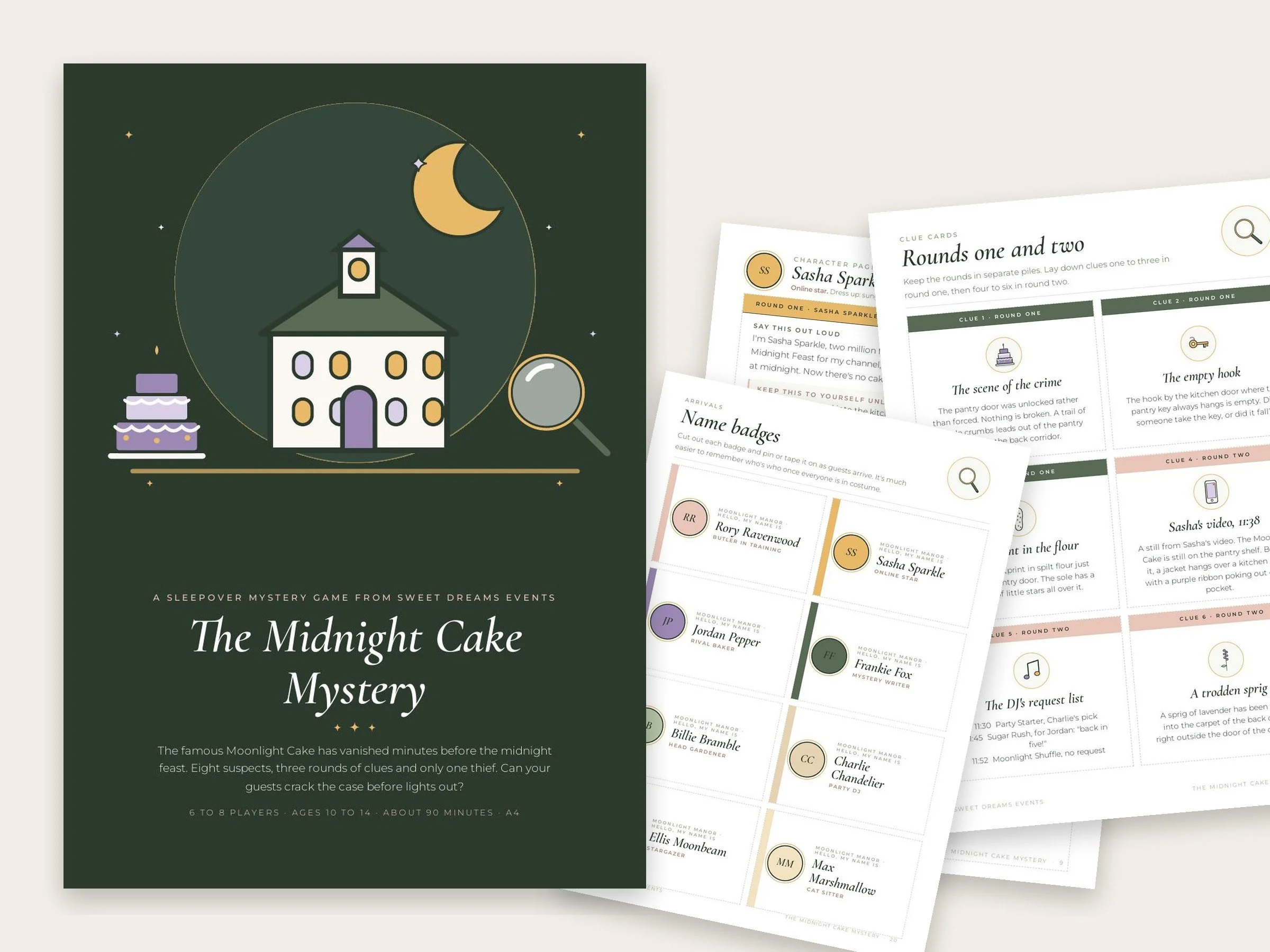 Printable sleepover murder mystery game for kids, The Midnight Cake Mystery by Sweet Dreams Events, Surrey, Sussex and Hampshiremidnight-cake-mystery-sleepover-game-printable-v2.jpg