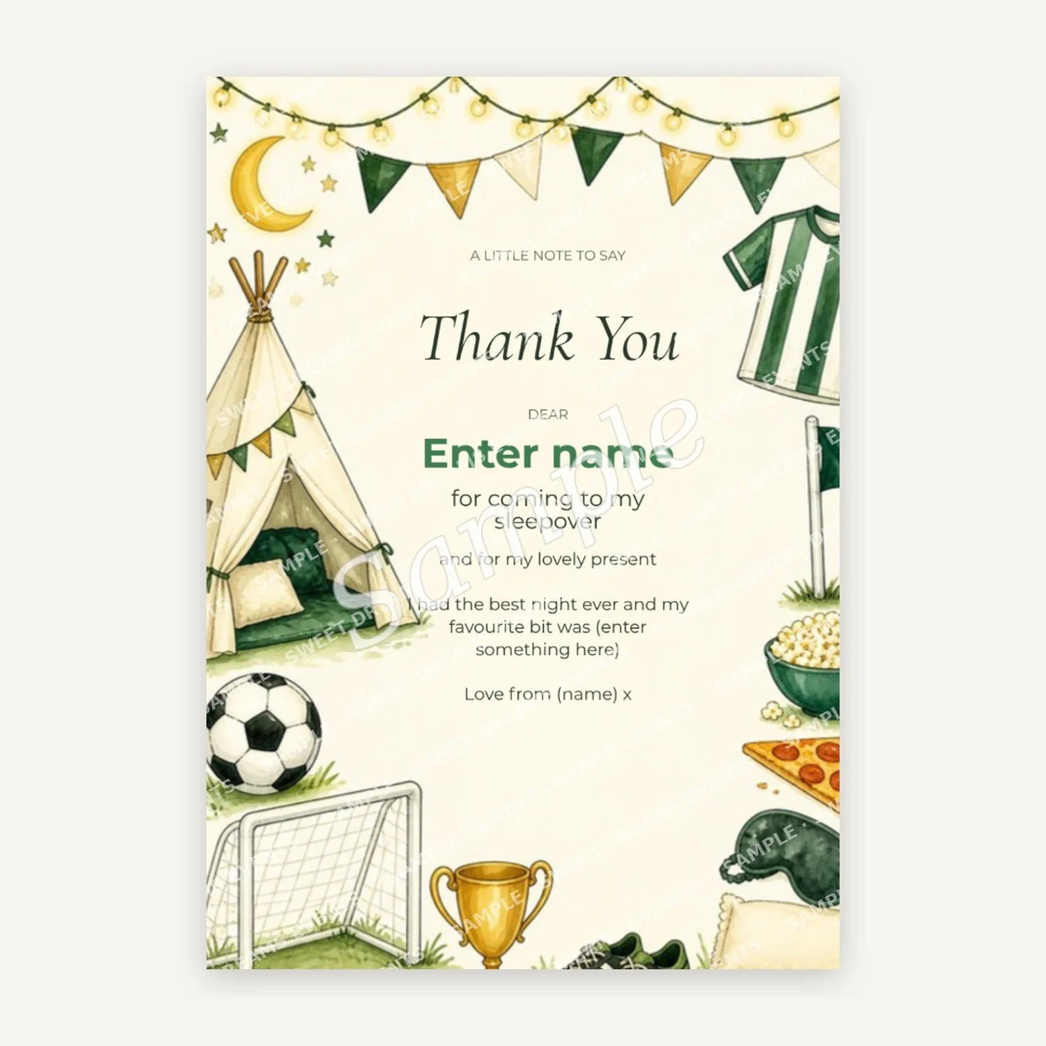 Editable Thank You Card, Match Day Magic