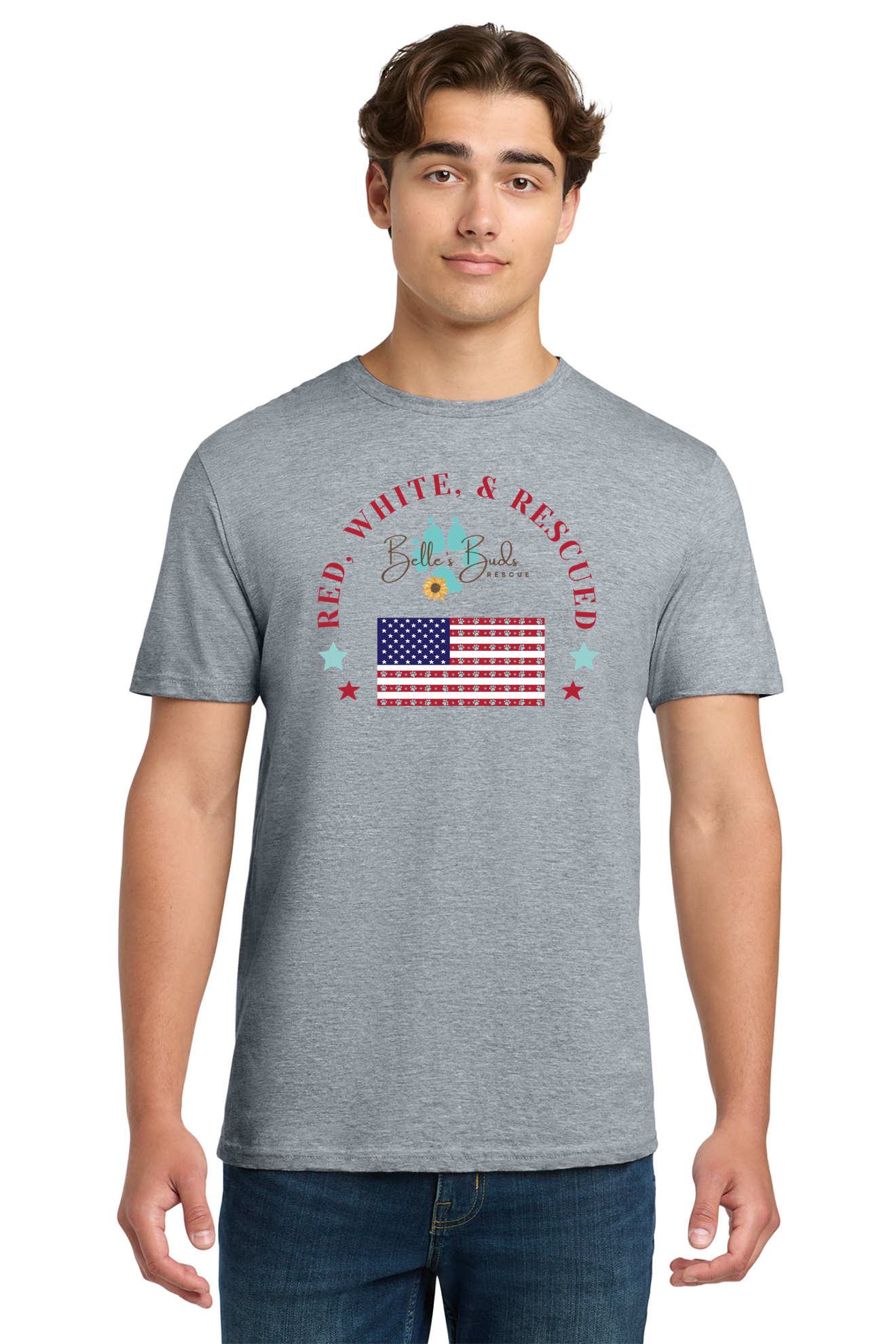 Unisex Red, White, & Rescued Circle Design