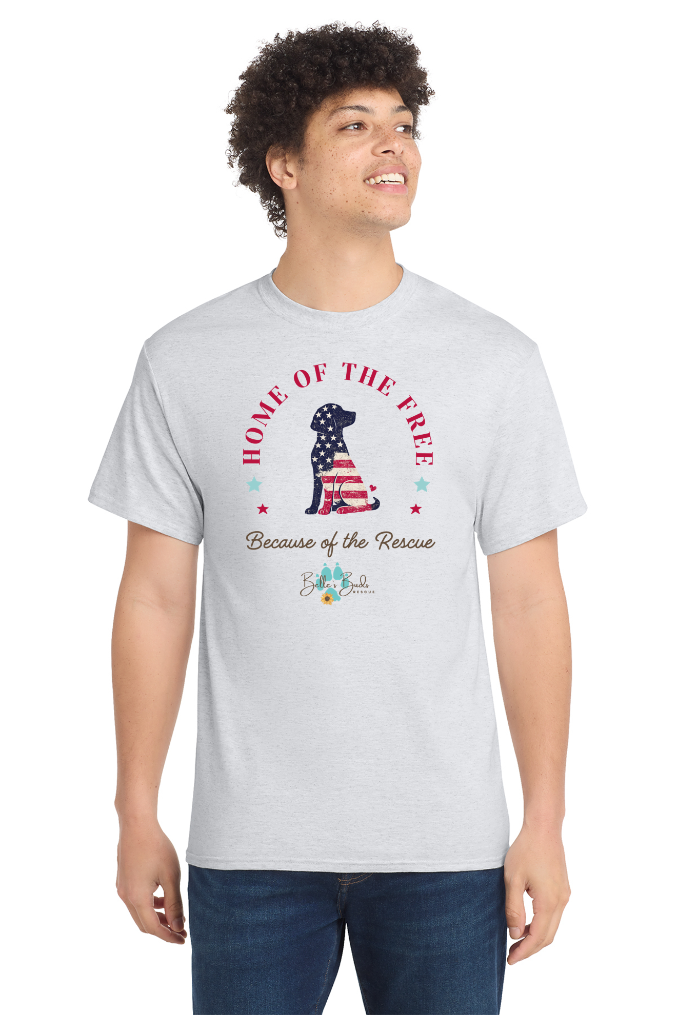 Unisex Crew Red, White, & Rescued  Dog Design