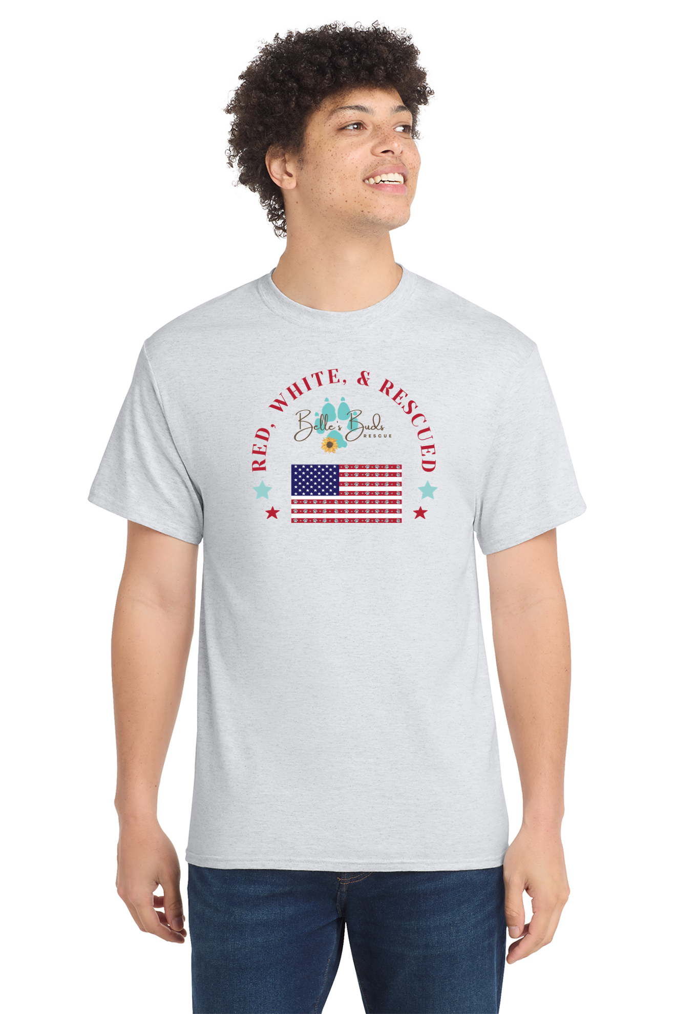 Unisex Red, White, & Rescued Circle Design