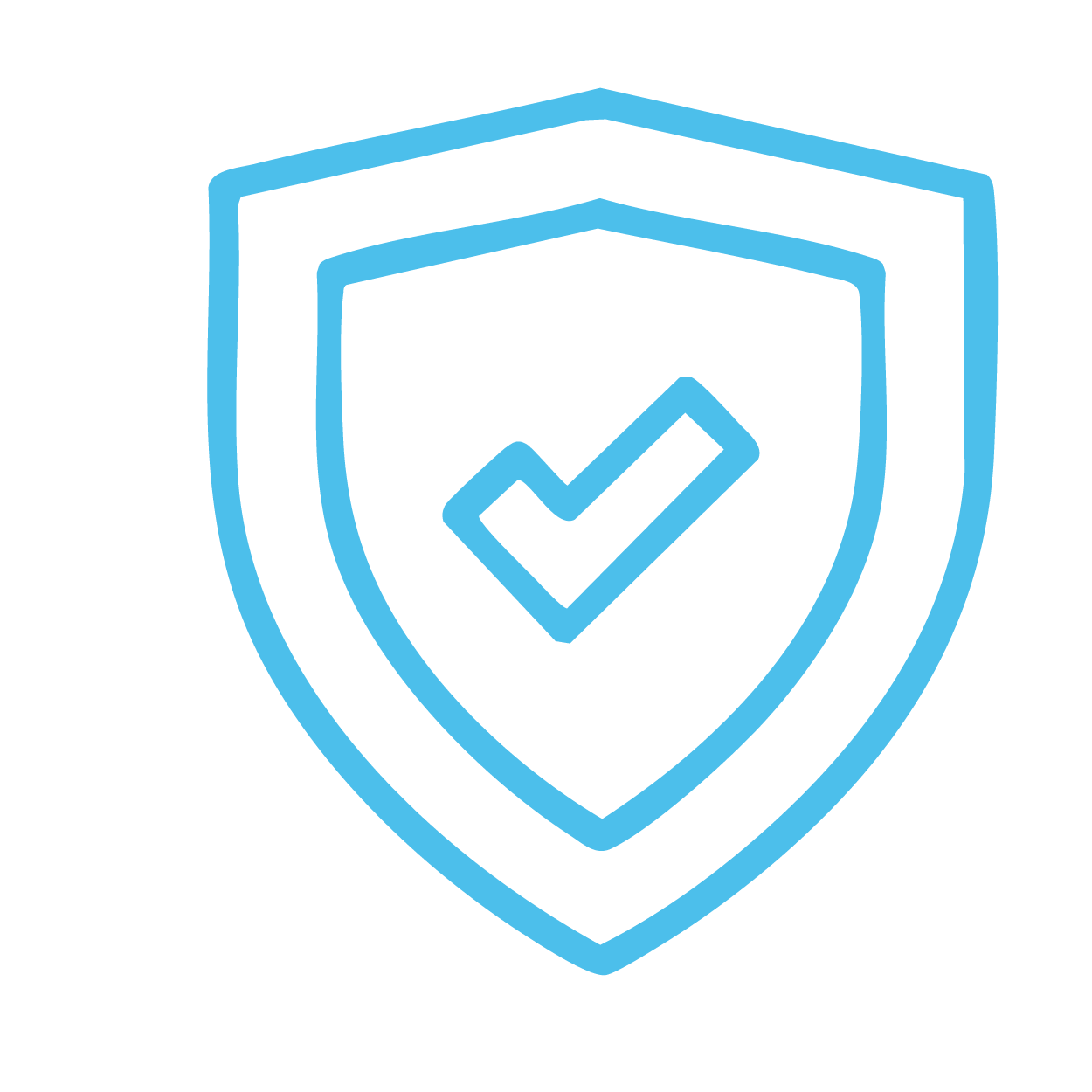 Blue shield icon with a checkmark inside, representing security or protection.