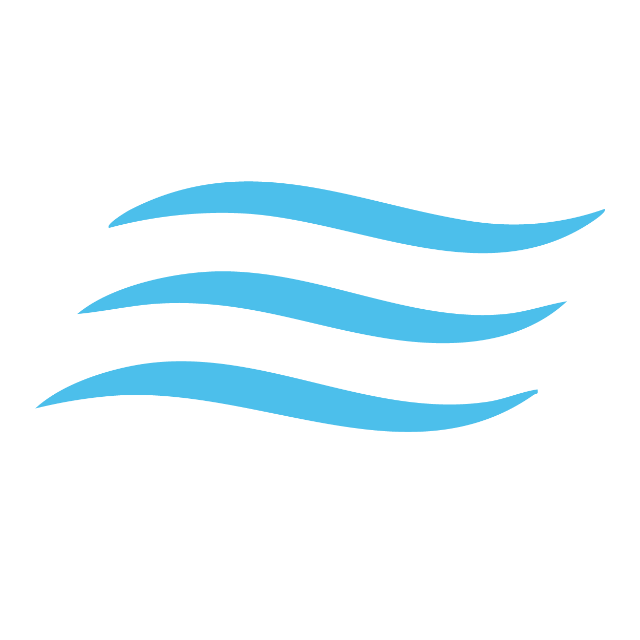 A logo with a black background featuring three horizontal wavy light blue lines.