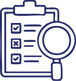 Checklist with magnifying glass