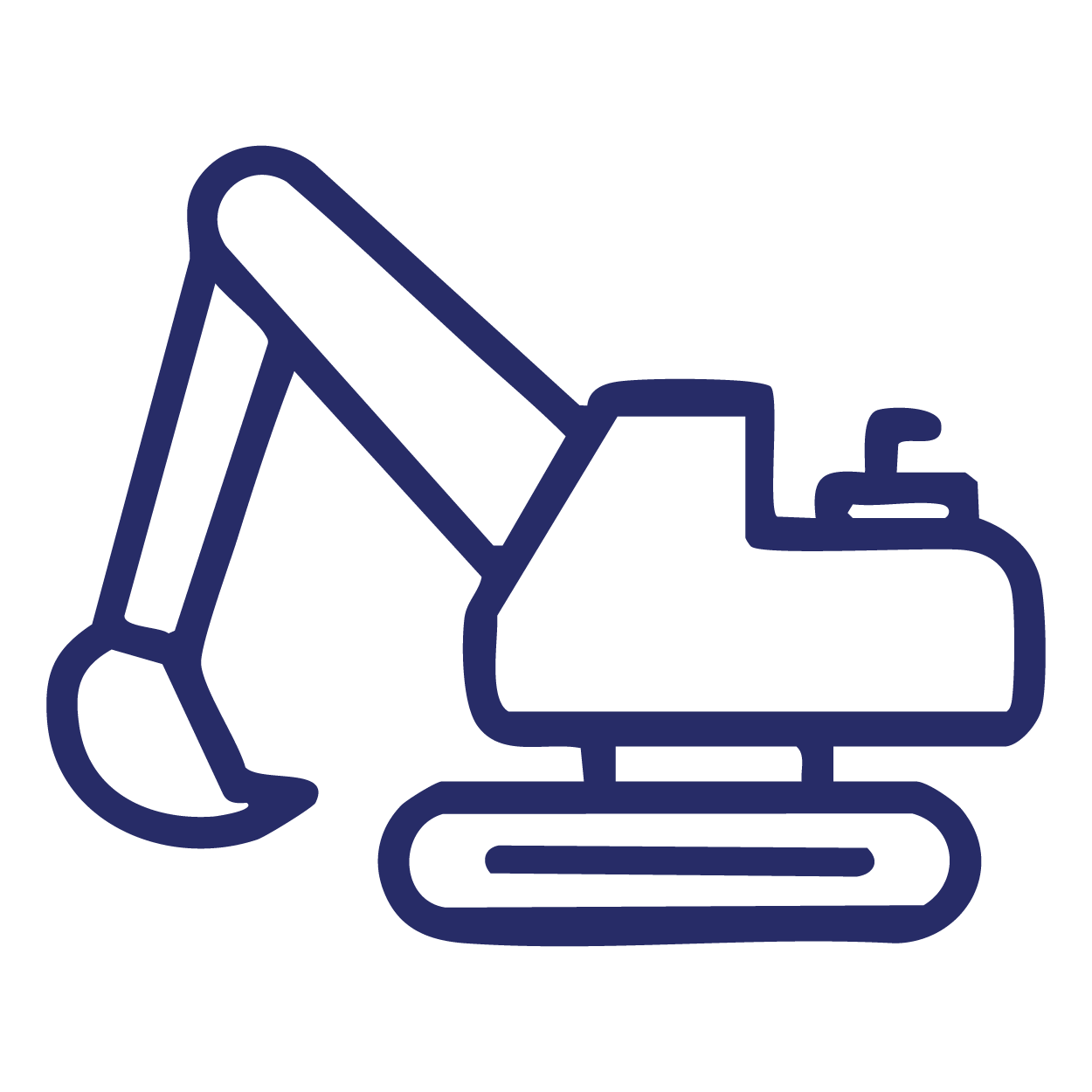 Outline drawing of an excavator.