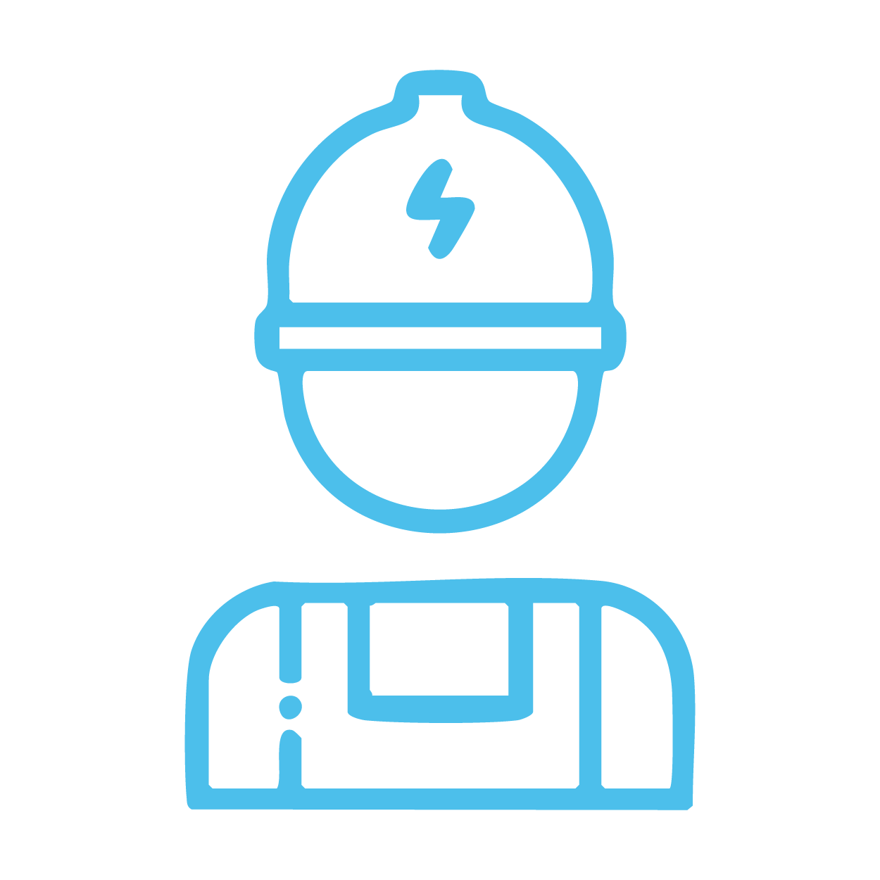 Outline of a construction worker wearing a hard hat and safety vest.