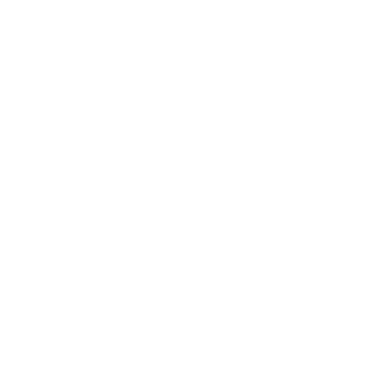 White outline of a lightbulb with radiating lines on a black background.