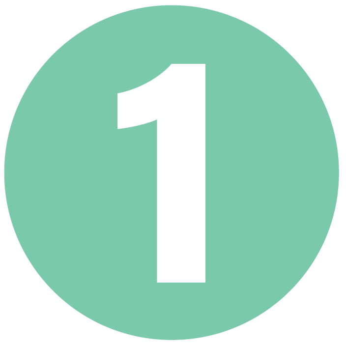 Green circle with a white number one in the center.