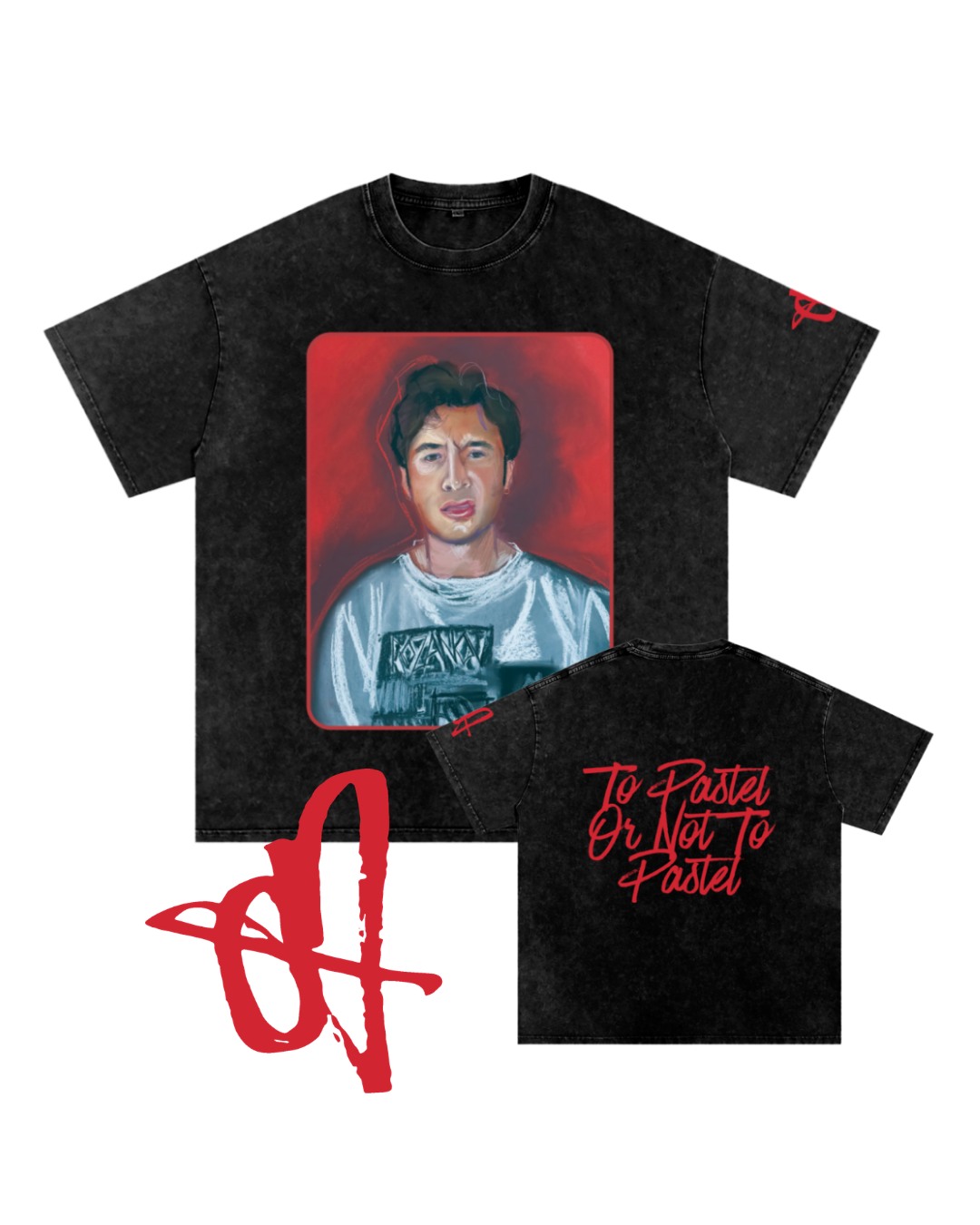 Red: Snow Washed Oversized Cotton T-Shirt