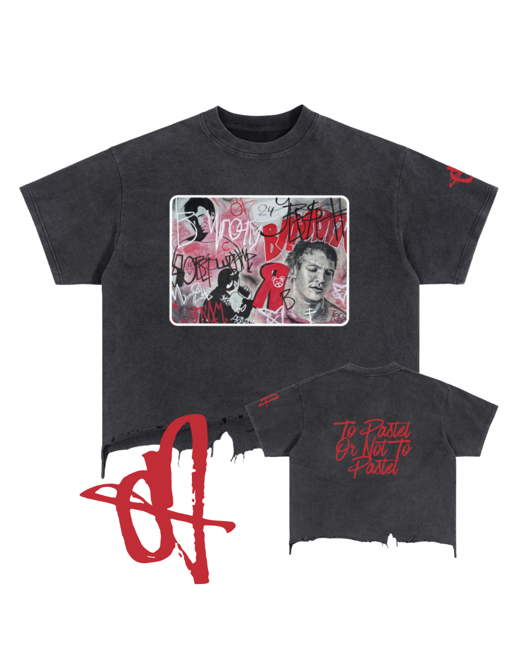 Graffiti: Vintage Wash Boxy Distressed Hem T-Shirt