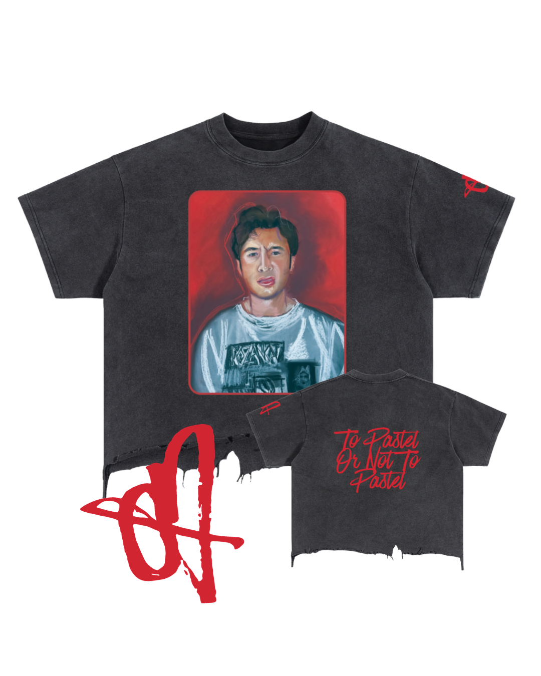 Red: Vintage Wash Boxy Distressed Hem T-Shirt