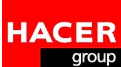 Red background with white and black text reading 'HACER group'