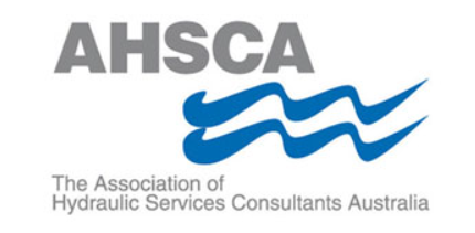 AHSA logo with blue water waves and the text 'The Association of Hydraulic Services Consultants Australia'
