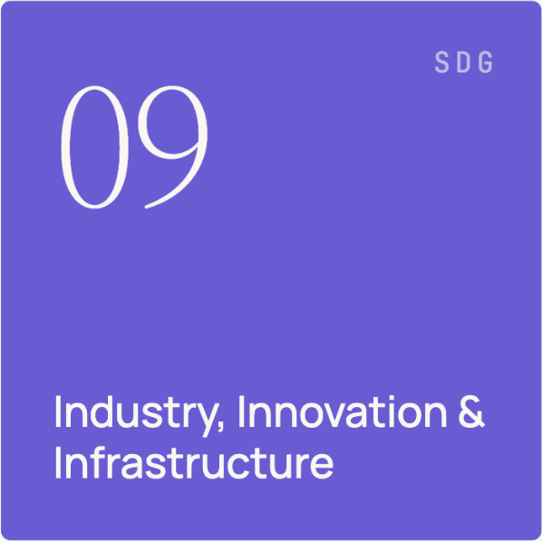 Purple cover page with the number 09, the letters SDG, and the title 'Industry, Innovation & Infrastructure'.