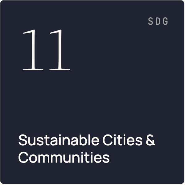 Page number 11 with the title 'Sustainable Cities & Communities' and the SDG abbreviation in the top right corner.