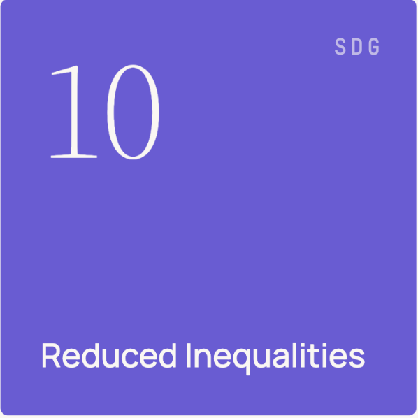 Book cover titled '10' with the subtitle 'Reduced Inequalities' and 'SDG' in the corner on a purple background.