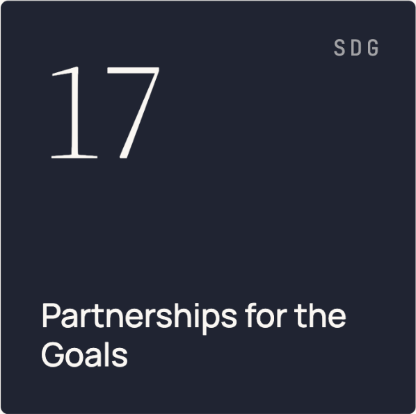 Number 17 with the text 'Partnerships for the Goals' and 'SDG' on a dark background.