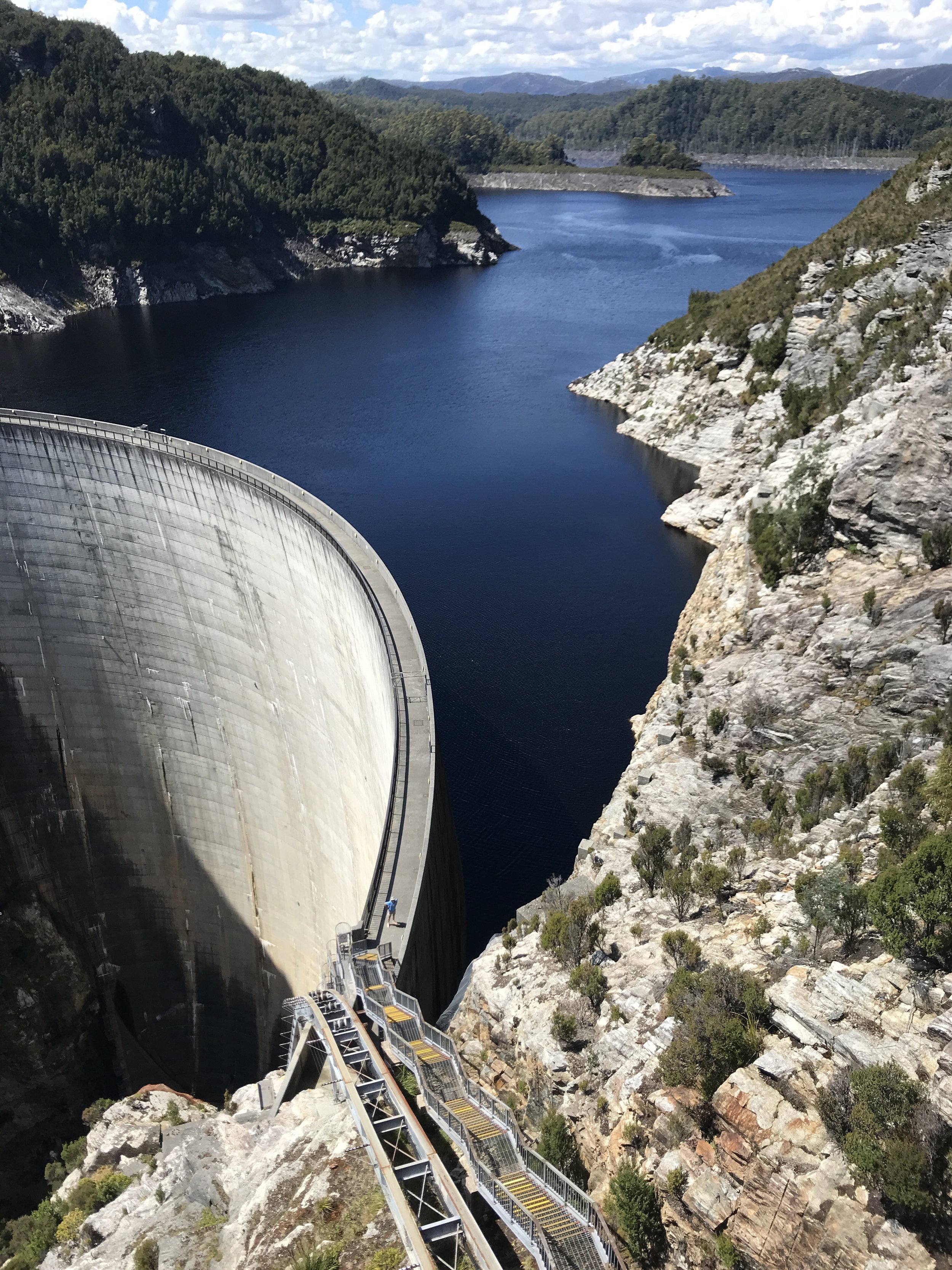 The Gordon Dam is mind blowing and man made in the early 1970's.&nbsp;It is located out near Lake Peddar which is 140 metres high and you can abseil off this with Aardvark Adventures......