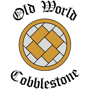 A circular emblem featuring a woven pattern with gold and white geometric shapes.