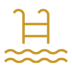 Icon of a swimming pool ladder with water waves at the bottom.