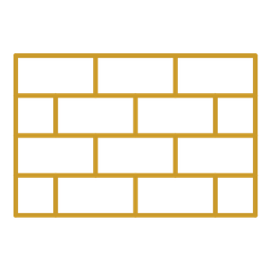 Illustration of a brick wall with seven rows and varying brick sizes.