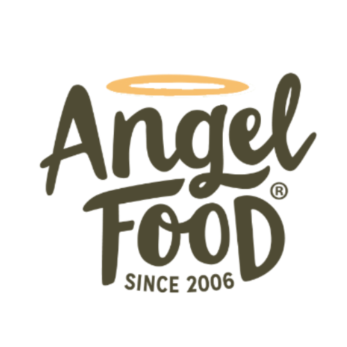 Logo for Angel Food with a halo above the text, established in 2006.