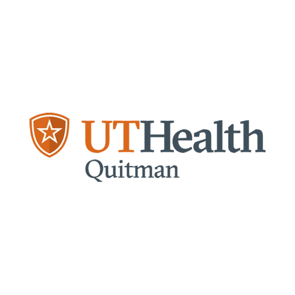 UTHealth Quitman logo with shield emblem and text in orange and dark gray.