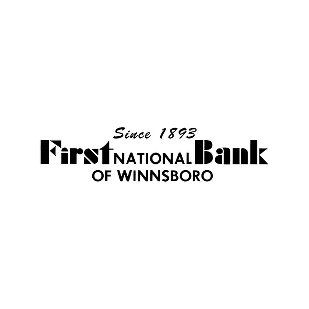 Logo of First National Bank of Winnsboro, established since 1893, in black text on a white background.