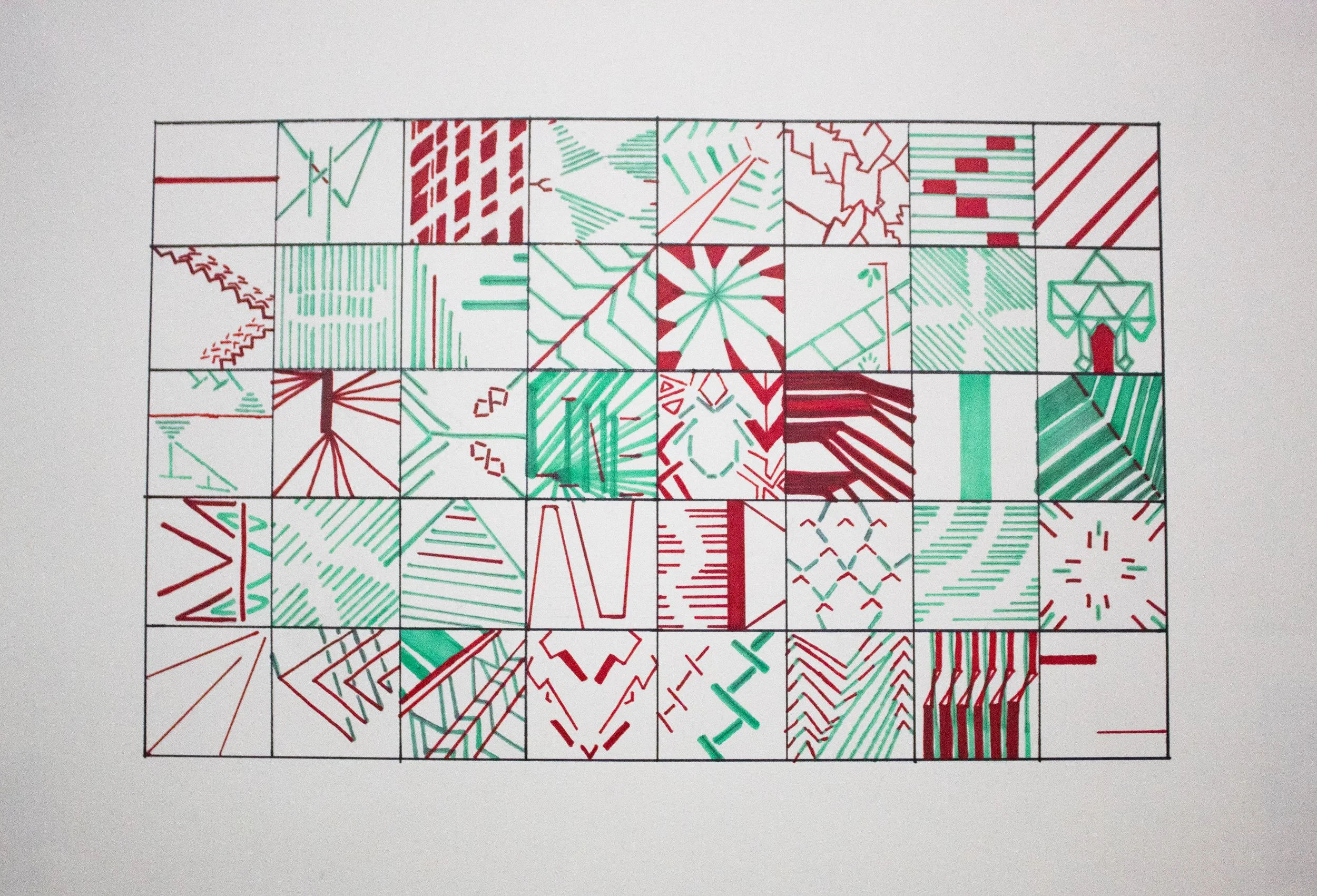 40 Squares of Freedom. 2025. Sharpie on Bristol Board. 18x24in.