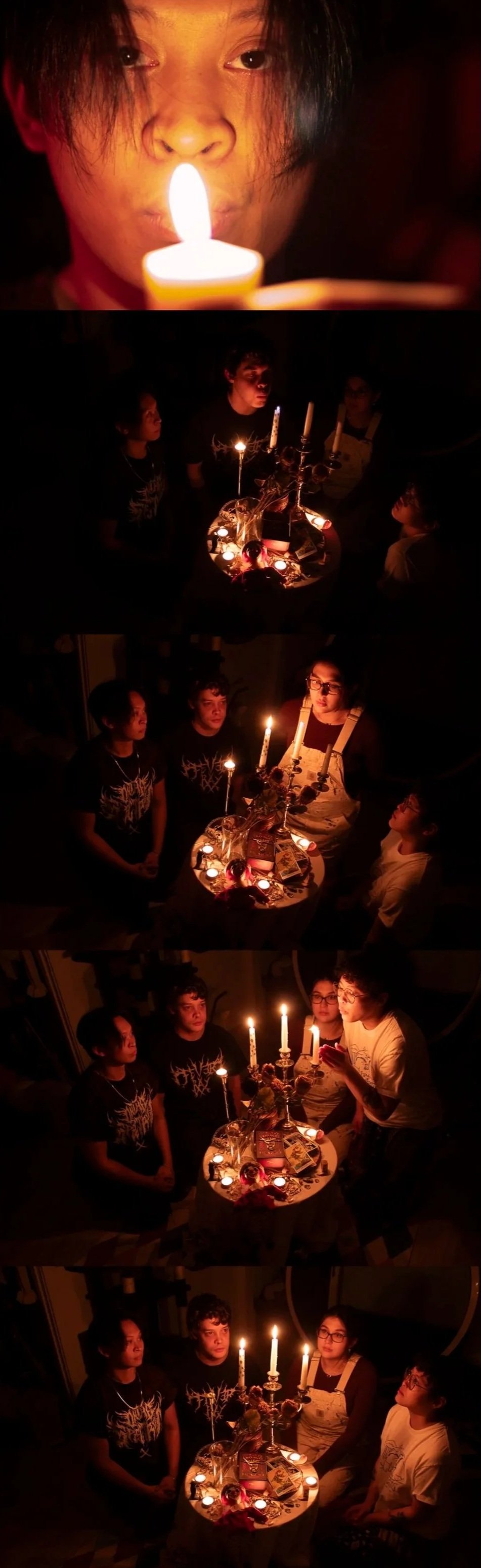 Part one of, Mishandled, a botched seance, appearing as a discarded negative strip. Digital photograph.