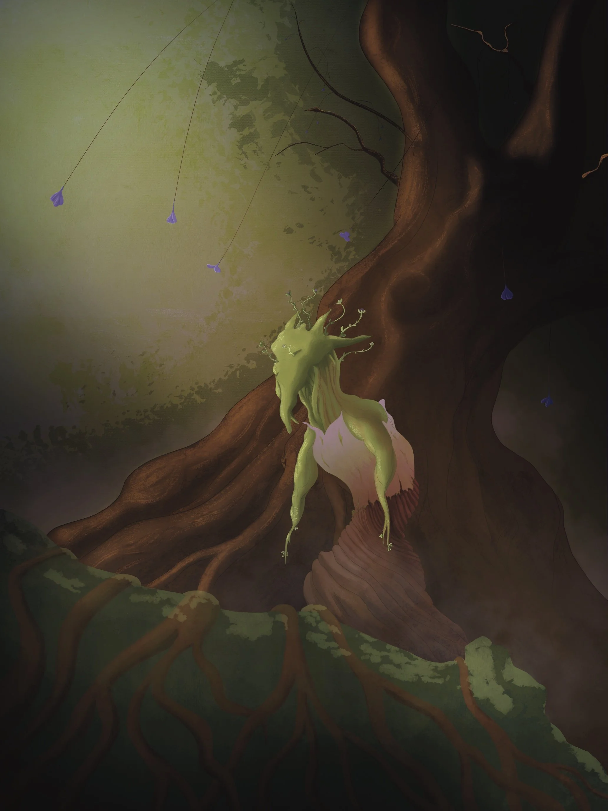 Digital Illustration, plant lifeform, alien world, card game