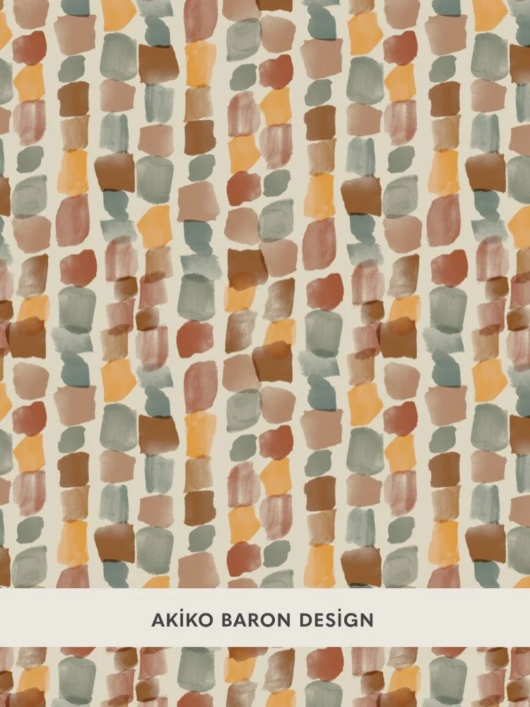 This is my entry for the Faded Resort challenge @spoonflower. The shapes represent earth-toned sea glass in an organic line, creating stripes. I painted these shapes using sumi-ink and scanned them in but put into my &ldquo;save for later&rdquo;folde