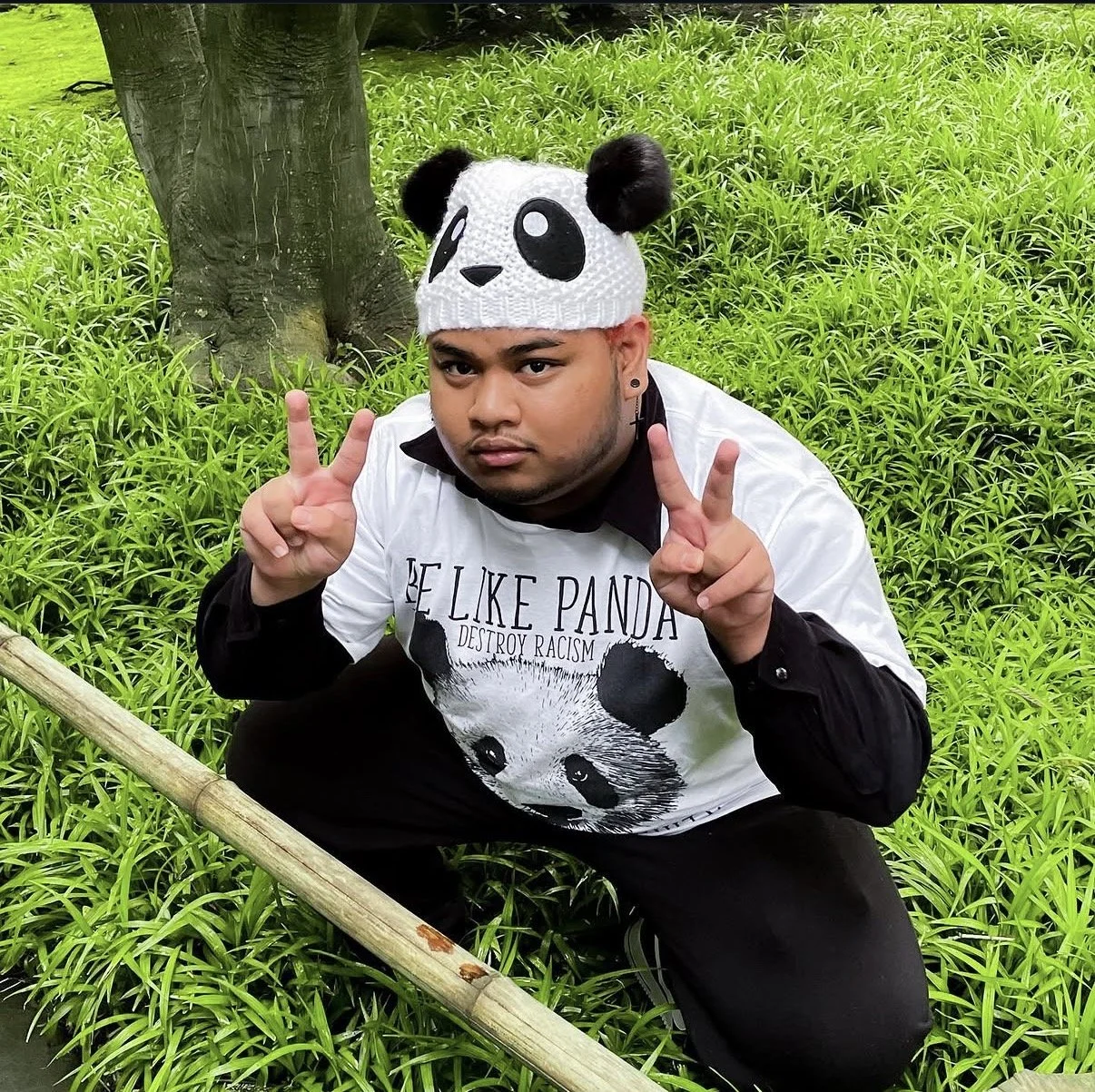 Chris Ceguerra (The Panda) strikes a post a wonderful panda.