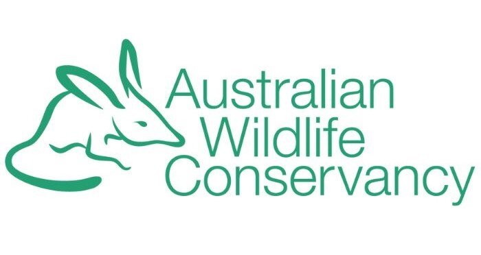 Australian Wildlife Conservancy logo featuring a stylized outline of a kangaroo and a rabbit, with the text 'Australian Wildlife Conservancy' in green.