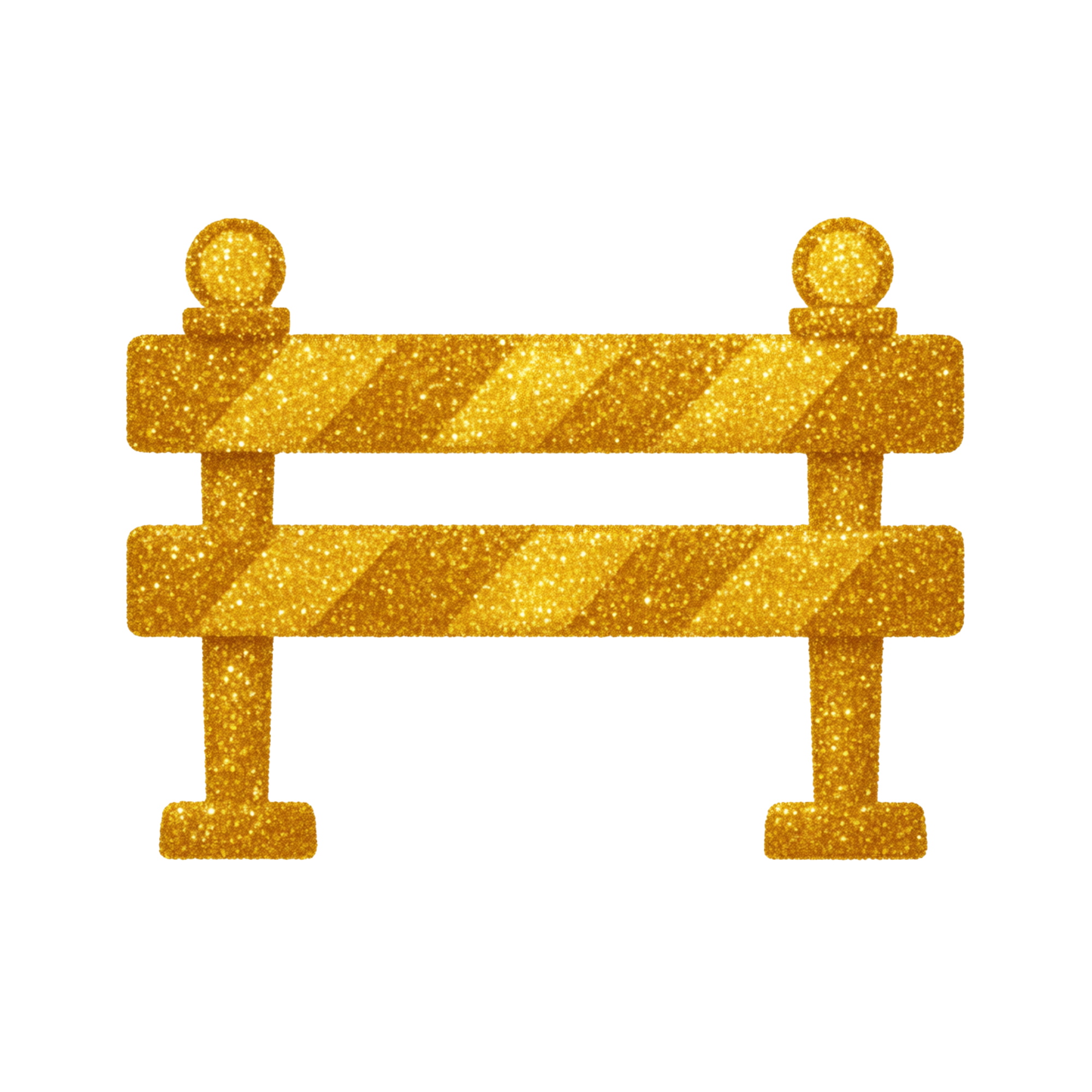 Gold glittery decorative fence with rounded posts.