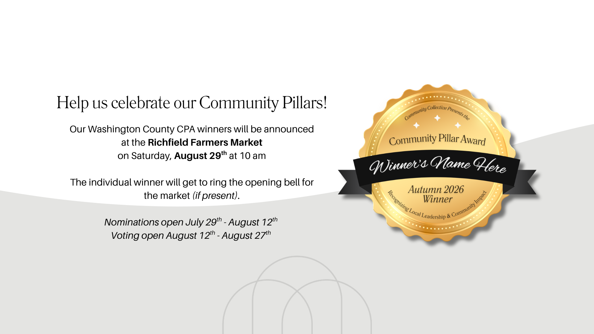 Richfield Farmers Market - Community Pillar Award Winners Announcement