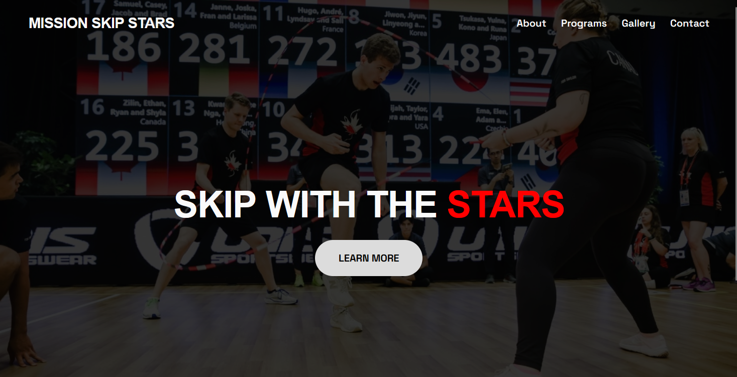 This is the landing Page for the Mission Skip Stars. We designed their full website in both Framer and Squarespace!