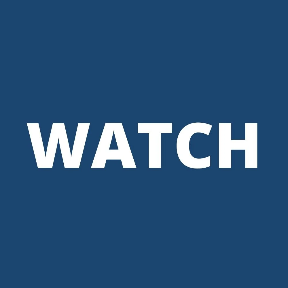 Blue square with white text that says "WATCH".